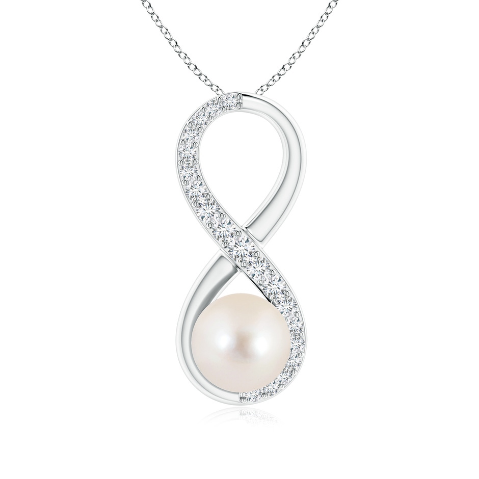 8mm AAAA Freshwater Pearl and Diamond Infinity Pendant in P950 Platinum 