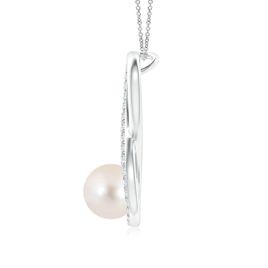 8mm AAAA Freshwater Pearl and Diamond Infinity Pendant in P950 Platinum side 1