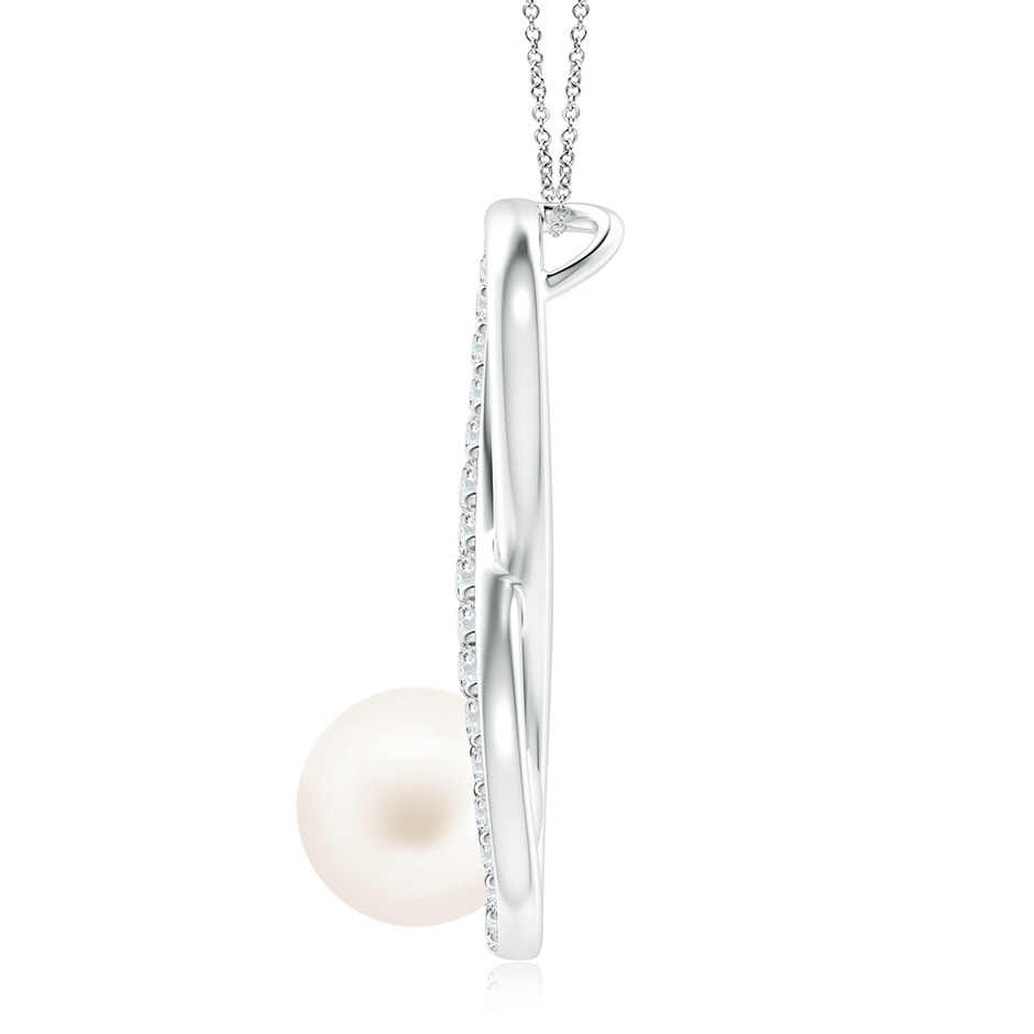 9mm AA Freshwater Pearl and Diamond Infinity Pendant in White Gold side 1