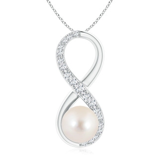 9mm AAAA Freshwater Pearl and Diamond Infinity Pendant in P950 Platinum