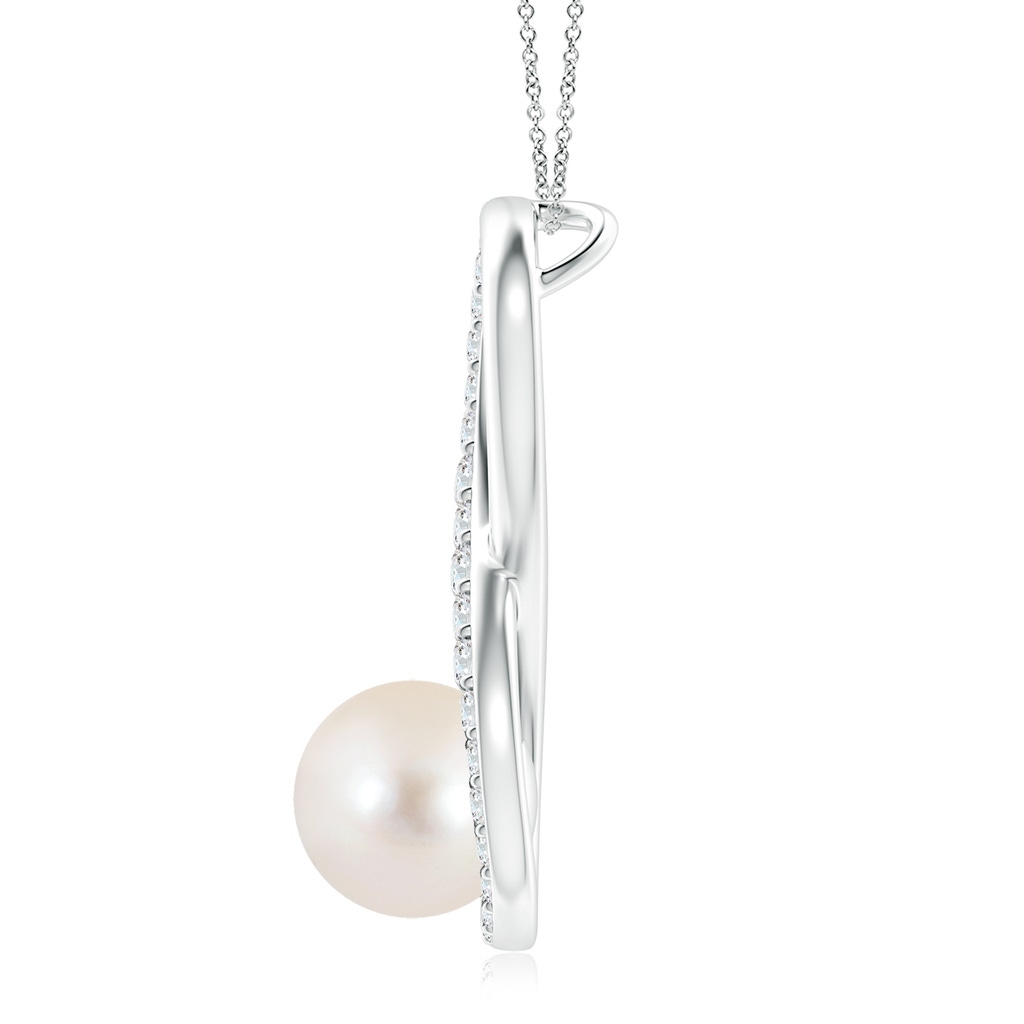 9mm AAAA Freshwater Pearl and Diamond Infinity Pendant in P950 Platinum Side 1