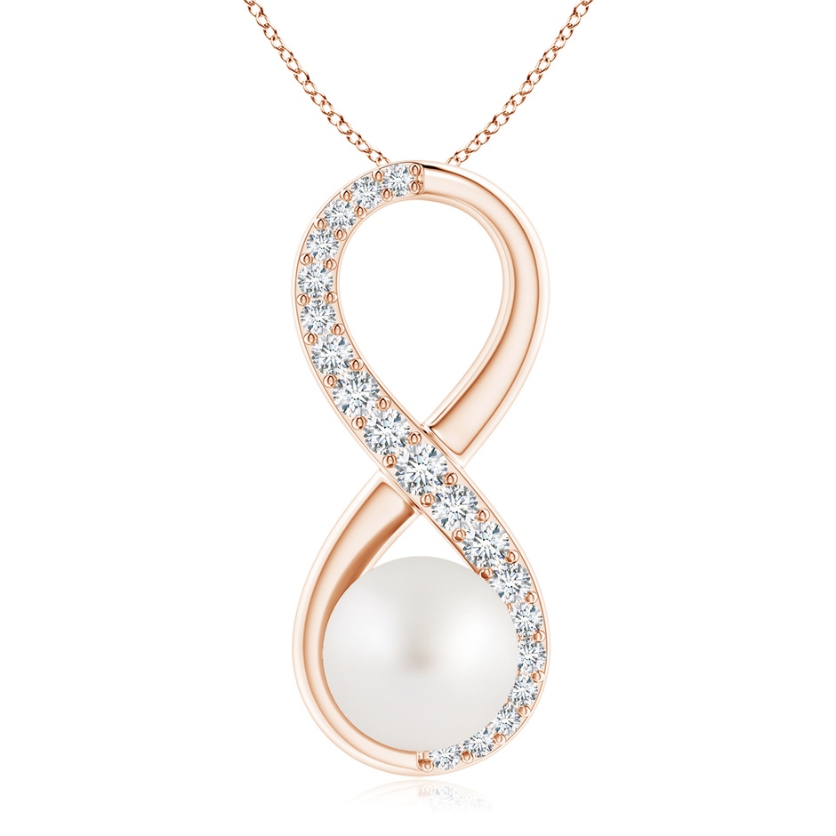 9mm AA South Sea Pearl and Diamond Infinity Pendant in Rose Gold 