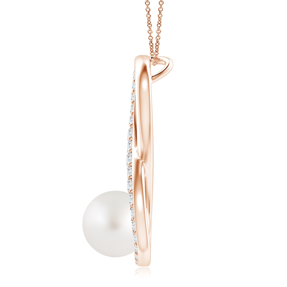 9mm AA South Sea Pearl and Diamond Infinity Pendant in Rose Gold side 1