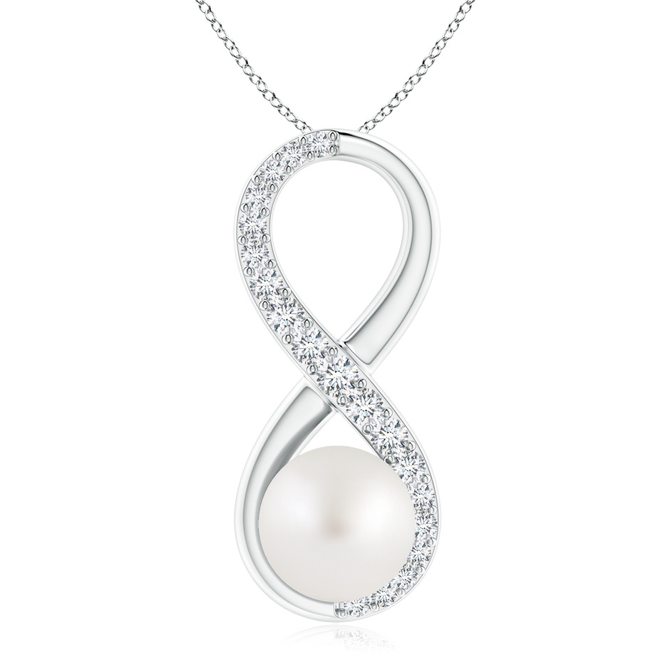 9mm AA South Sea Pearl and Diamond Infinity Pendant in White Gold 