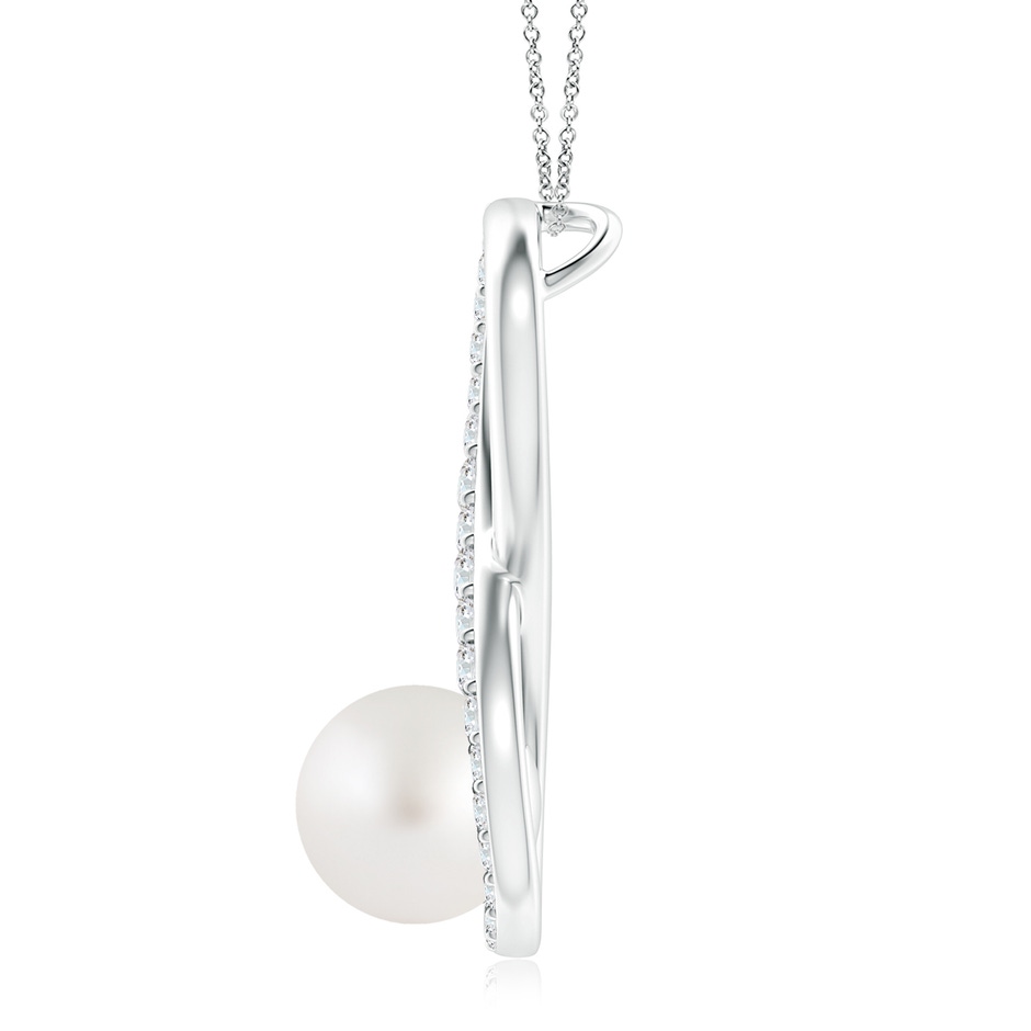 9mm AA South Sea Pearl and Diamond Infinity Pendant in White Gold side 1