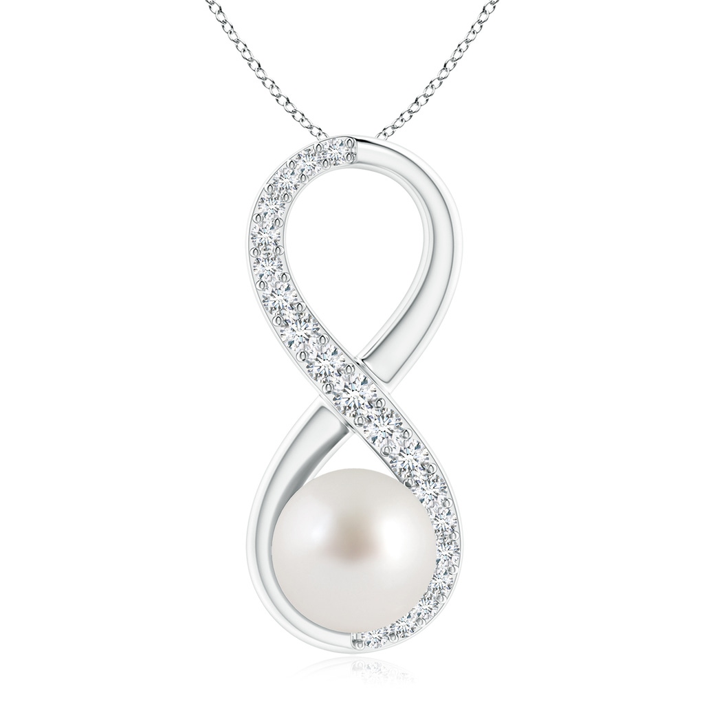 9mm AAA South Sea Pearl and Diamond Infinity Pendant in White Gold