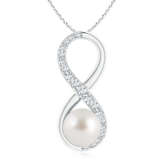 9mm AAA South Sea Pearl and Diamond Infinity Pendant in White Gold