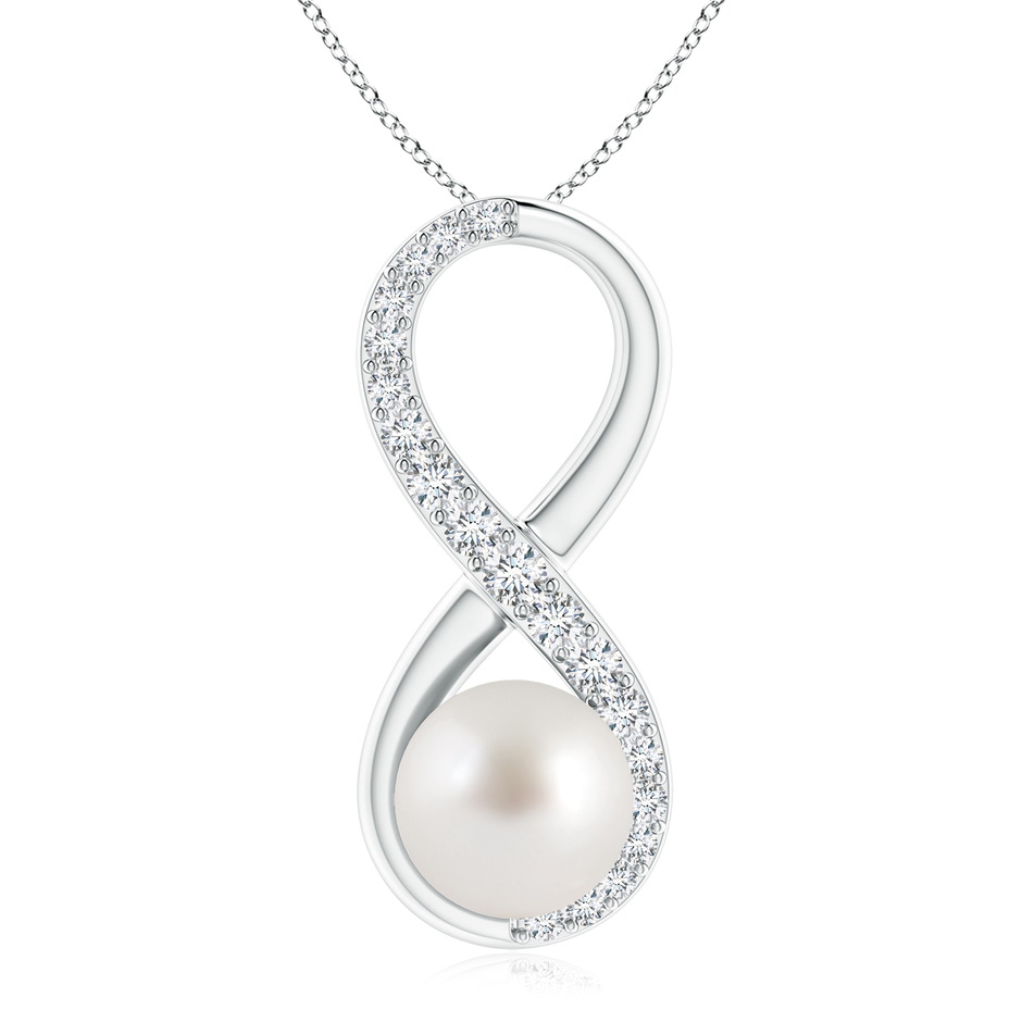 9mm AAA South Sea Pearl and Diamond Infinity Pendant in White Gold 