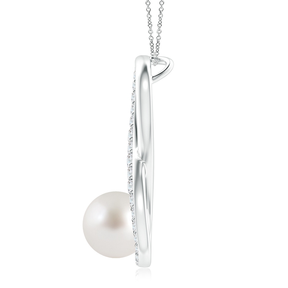 9mm AAA South Sea Pearl and Diamond Infinity Pendant in White Gold side 1