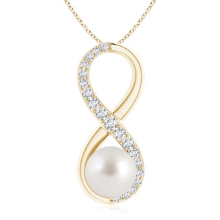 9mm AAA South Sea Pearl and Diamond Infinity Pendant in Yellow Gold