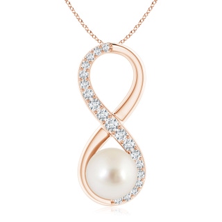 9mm AAAA South Sea Pearl and Diamond Infinity Pendant in Rose Gold