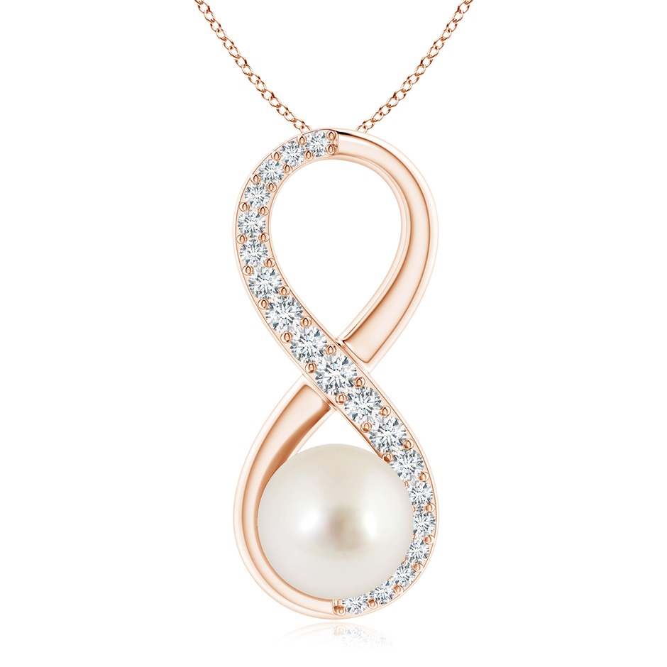 9mm AAAA South Sea Pearl and Diamond Infinity Pendant in Rose Gold 