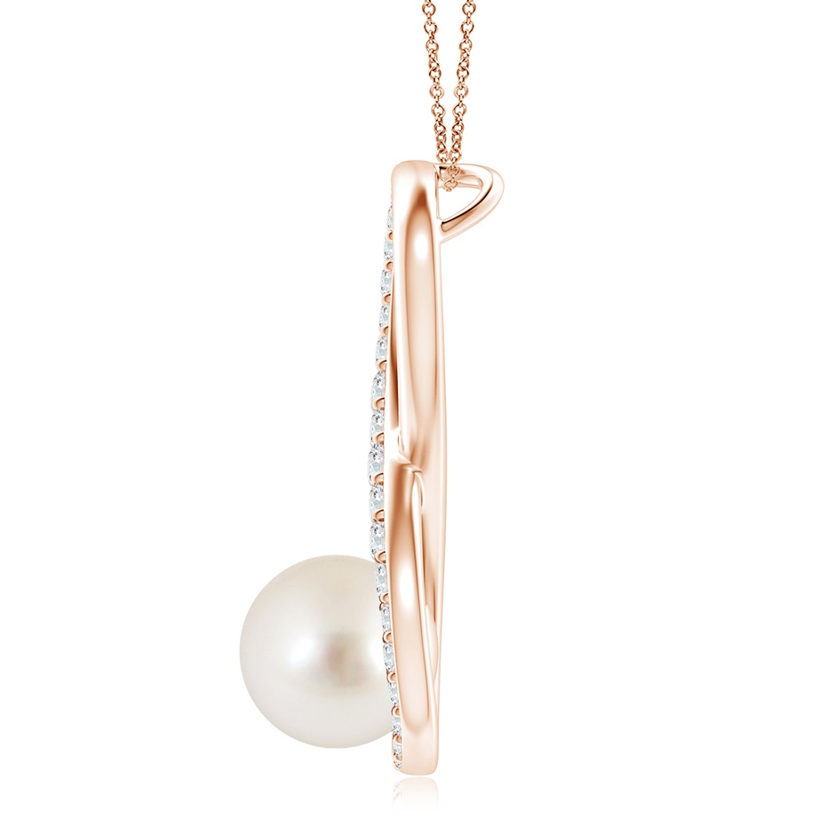 9mm AAAA South Sea Pearl and Diamond Infinity Pendant in Rose Gold side 1