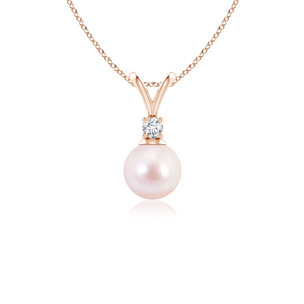 6mm AAAA Japanese Akoya Pearl V-Bale Pendant in Rose Gold