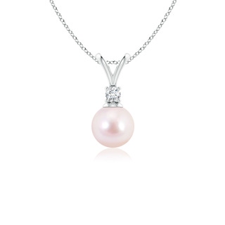 6mm AAAA Japanese Akoya Pearl V-Bale Pendant in White Gold