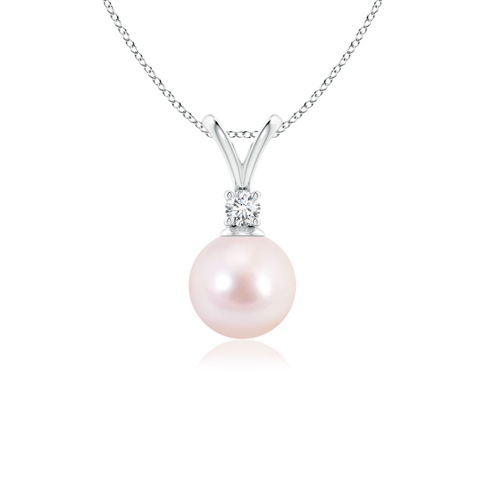 7mm AAAA Japanese Akoya Pearl V-Bale Pendant in P950 Platinum 
