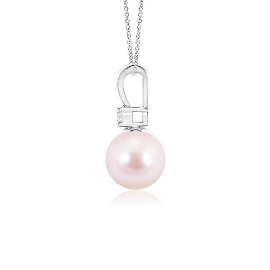 7mm AAAA Japanese Akoya Pearl V-Bale Pendant in P950 Platinum side 1