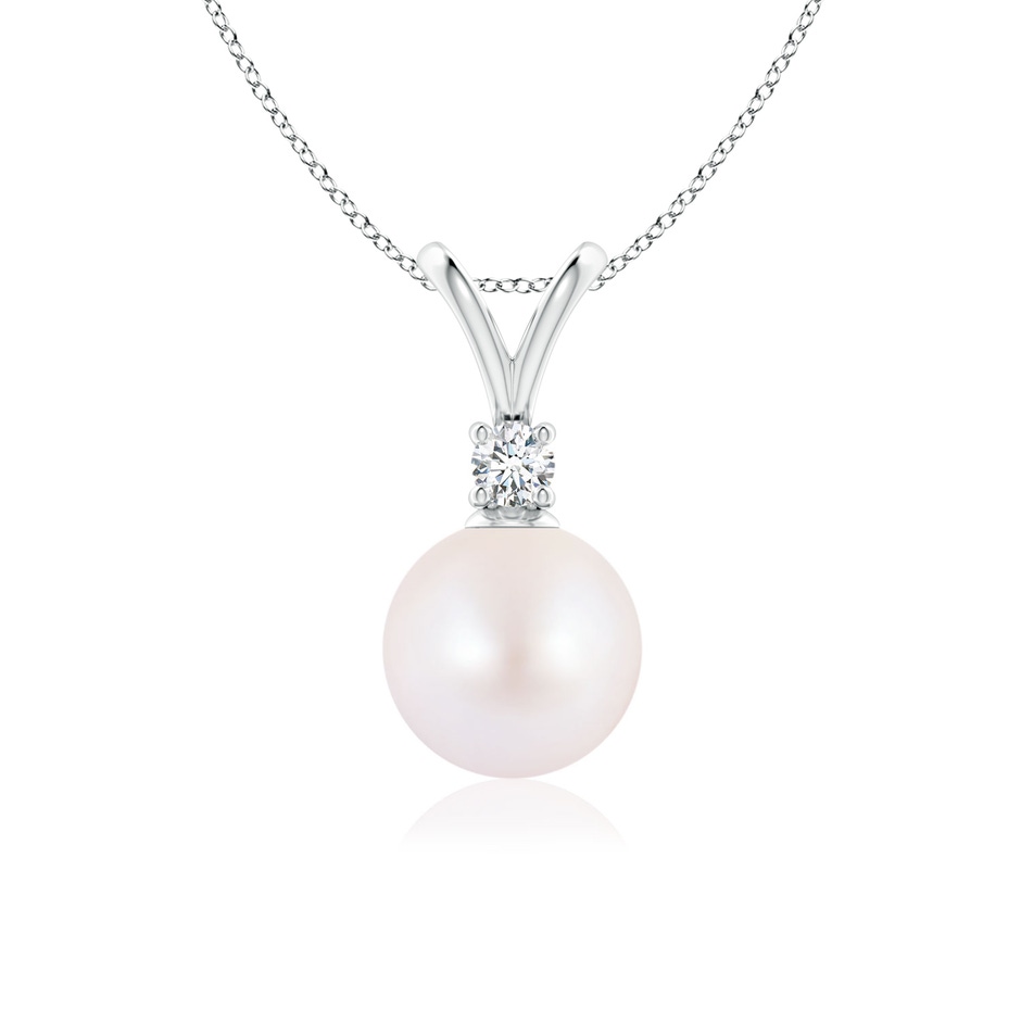 8mm AA Japanese Akoya Pearl V-Bale Pendant in P950 Platinum 