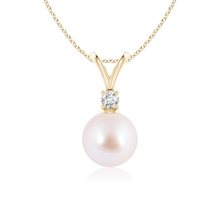 8mm AAA Japanese Akoya Pearl V-Bale Pendant in Yellow Gold