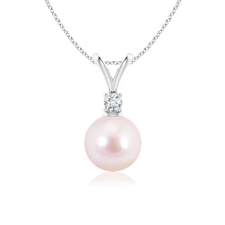 8mm AAAA Japanese Akoya Pearl V-Bale Pendant in P950 Platinum