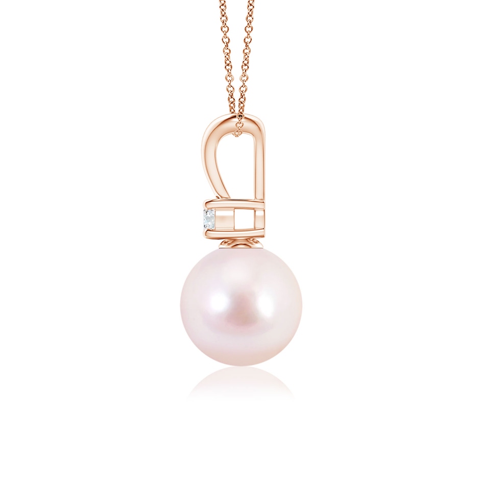 8mm AAAA Japanese Akoya Pearl V-Bale Pendant in Rose Gold side 1