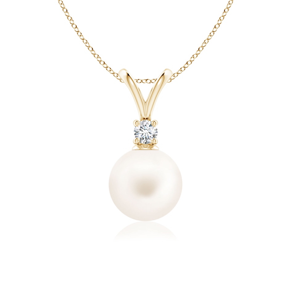 8mm AA Freshwater Pearl V-Bale Pendant in 18K Yellow Gold 