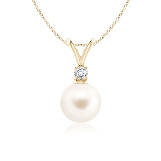 8mm AAA Freshwater Pearl V-Bale Pendant in Yellow Gold