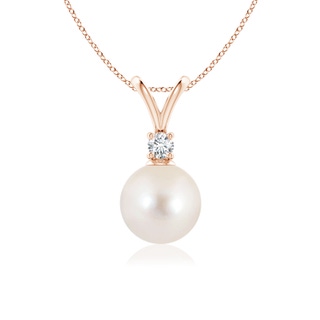 8mm AAAA Freshwater Pearl V-Bale Pendant in Rose Gold