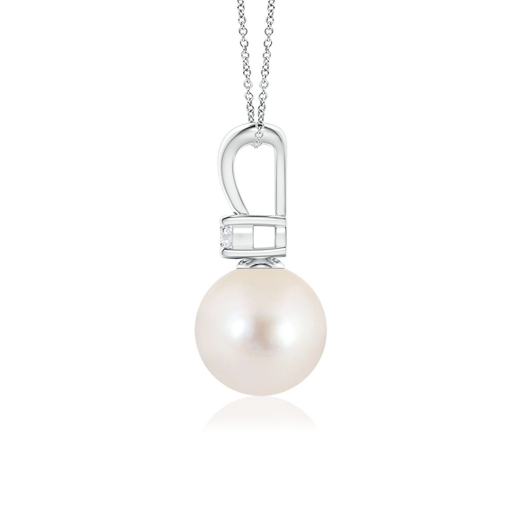 8mm AAAA Freshwater Pearl V-Bale Pendant in White Gold - side 199