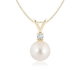 8mm AAAA Freshwater Pearl V-Bale Pendant in Yellow Gold