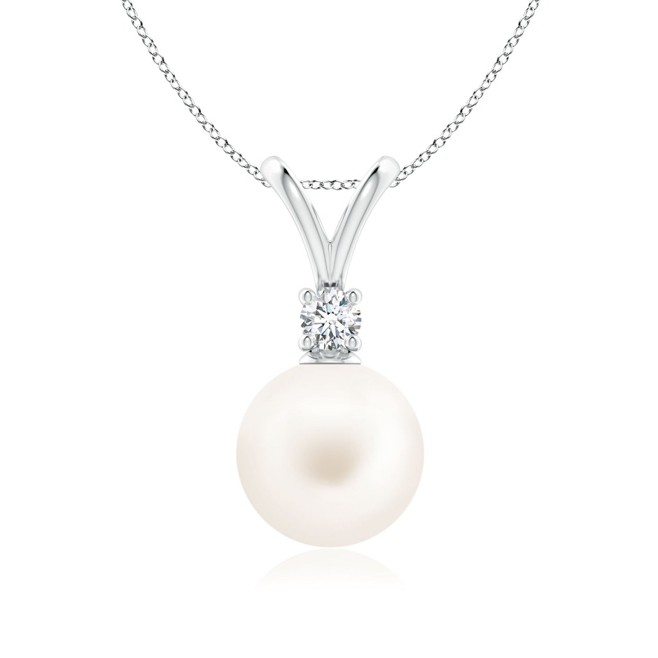 9mm AA Freshwater Pearl V-Bale Pendant in 18K White Gold 