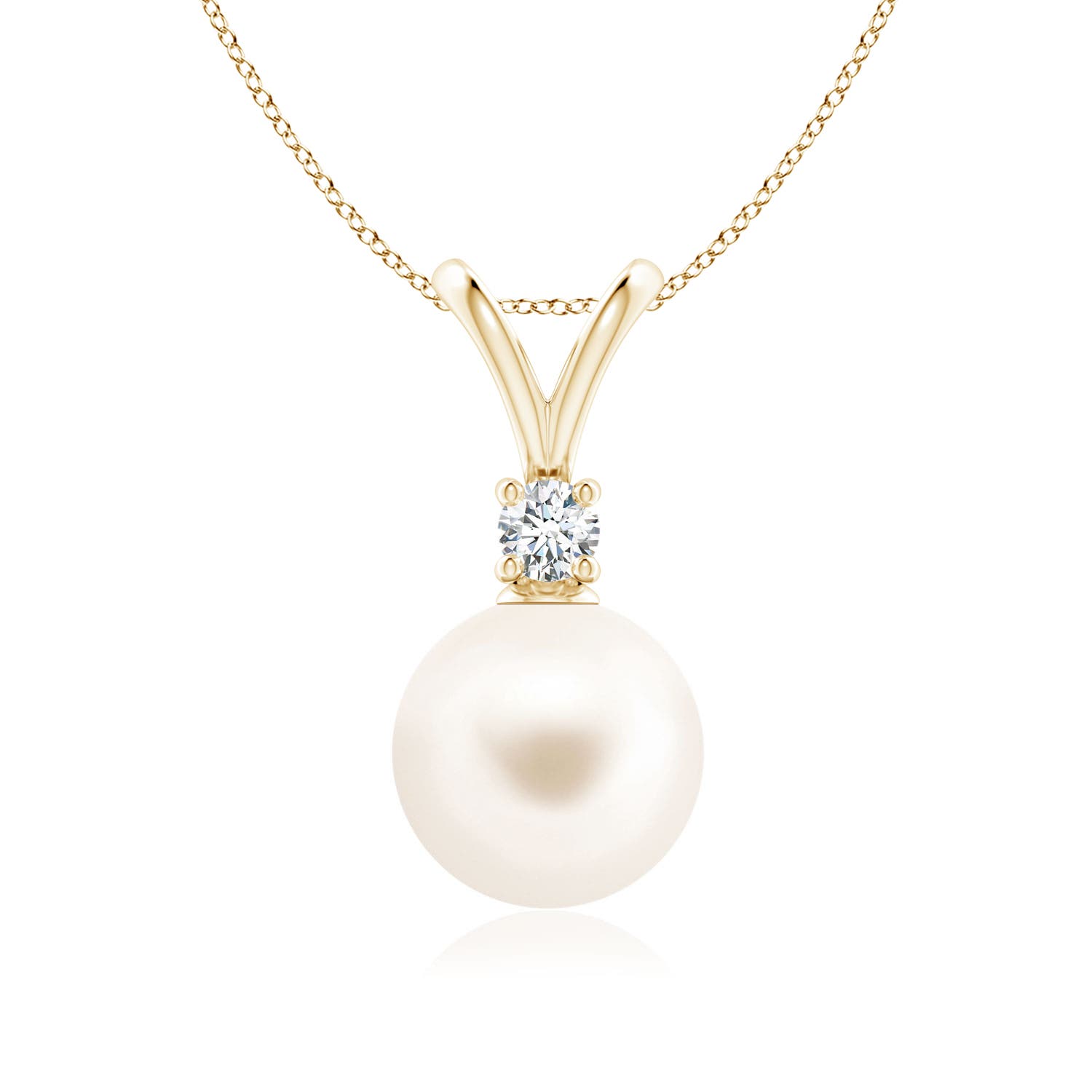 9mm AAA Freshwater Pearl V-Bale Pendant in 18CT Yellow Gold