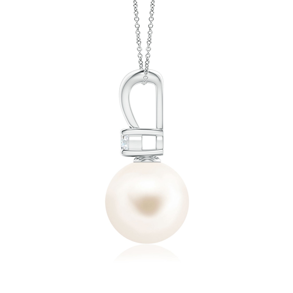 9mm AAA Freshwater Pearl V-Bale Pendant in White Gold Side 1