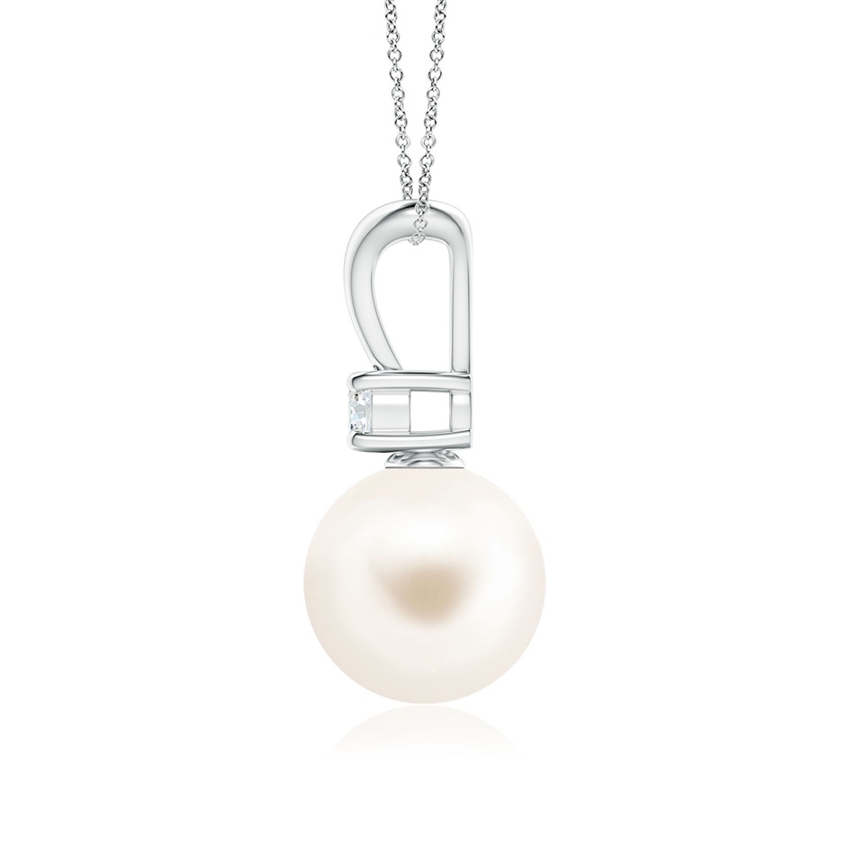 9mm AAA Freshwater Pearl V-Bale Pendant in White Gold side 1