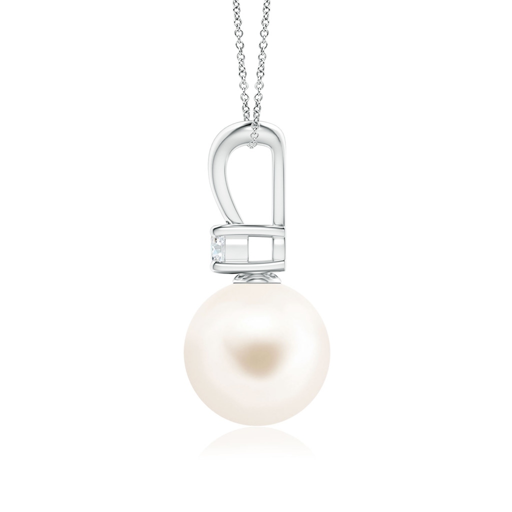 9mm AAA Freshwater Pearl V-Bale Pendant in White Gold - side 199