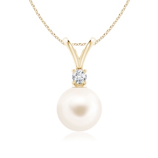 9mm AAA Freshwater Pearl V-Bale Pendant in Yellow Gold