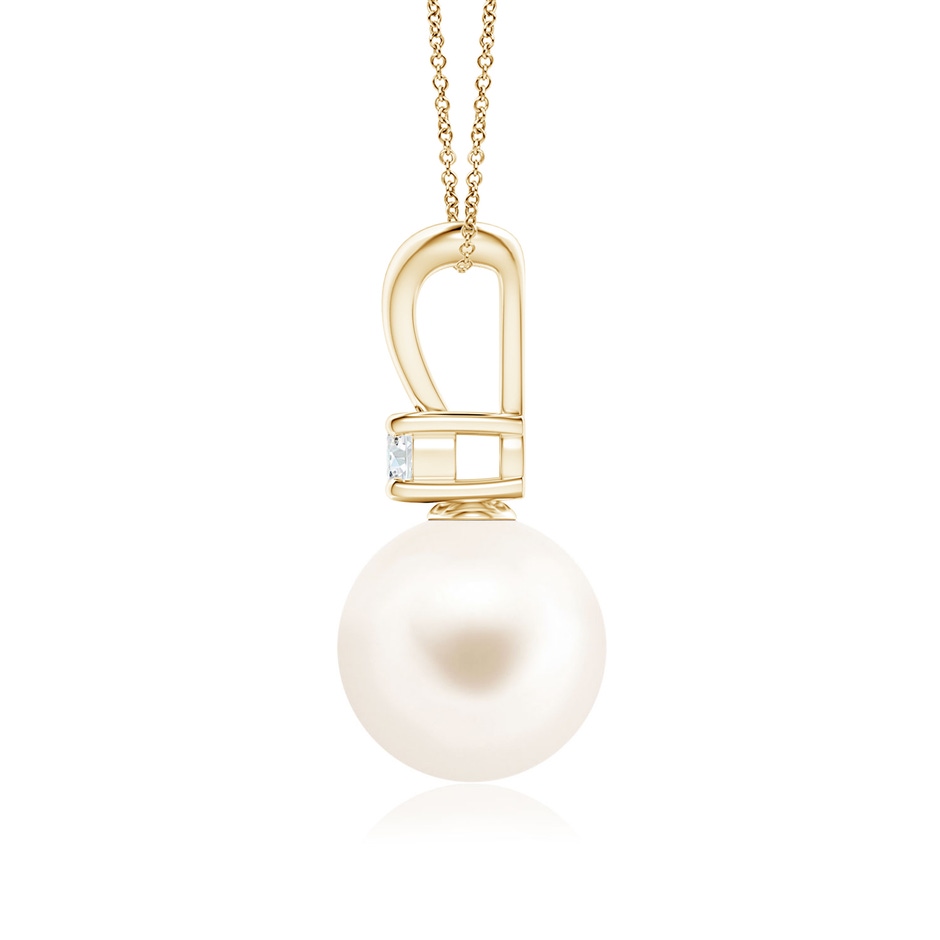 9mm AAA Freshwater Pearl V-Bale Pendant in Yellow Gold side 1