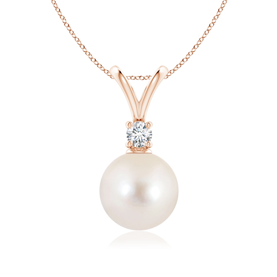 9mm AAAA Freshwater Pearl V-Bale Pendant in 18K Rose Gold 