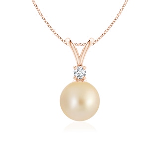 8mm AA Golden South Sea Pearl V-Bale Pendant in Rose Gold