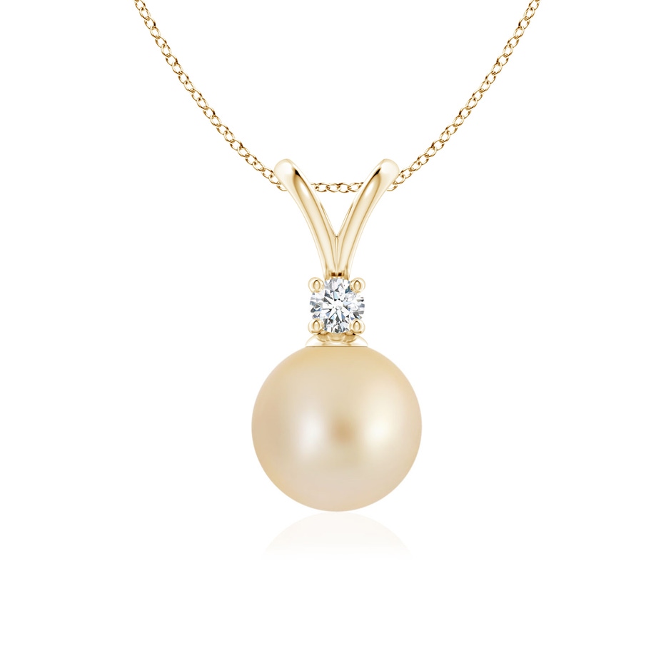 8mm AA Golden South Sea Pearl V-Bale Pendant in Yellow Gold 