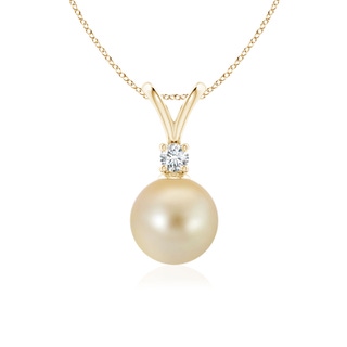 8mm AAA Golden South Sea Pearl V-Bale Pendant in Yellow Gold