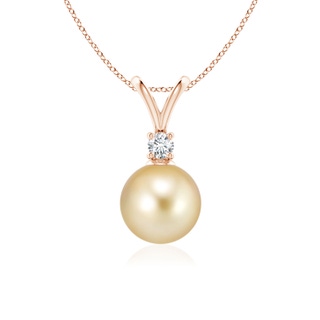 8mm AAAA Golden South Sea Pearl V-Bale Pendant in Rose Gold