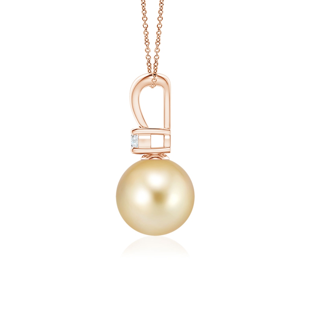8mm AAAA Golden South Sea Pearl V-Bale Pendant in Rose Gold - side 199