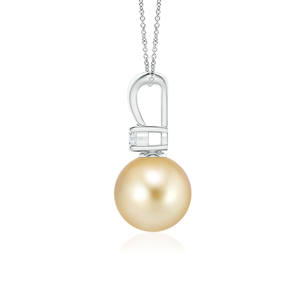 8mm AAAA Golden South Sea Pearl V-Bale Pendant in White Gold - side 199