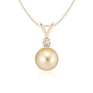 8mm AAAA Golden South Sea Pearl V-Bale Pendant in Yellow Gold