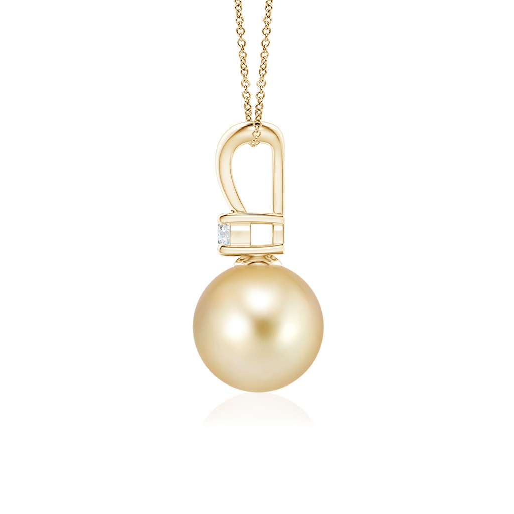 8mm AAAA Golden South Sea Pearl V-Bale Pendant in Yellow Gold - side 199