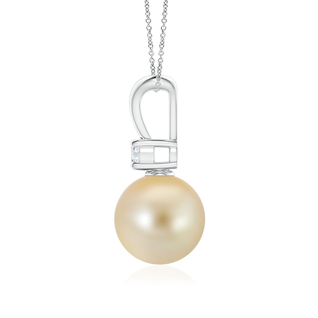 9mm AAA Golden South Sea Pearl V-Bale Pendant in White Gold - side 199