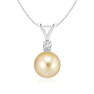 9mm AAAA Golden South Sea Pearl V-Bale Pendant in P950 Platinum