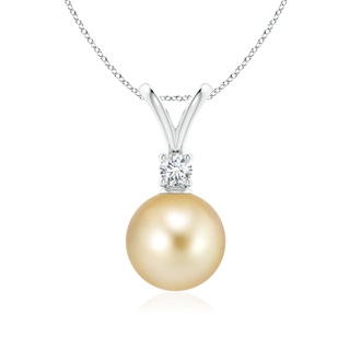 9mm AAAA Golden South Sea Pearl V-Bale Pendant in White Gold