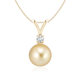 9mm AAAA Golden South Sea Pearl V-Bale Pendant in Yellow Gold